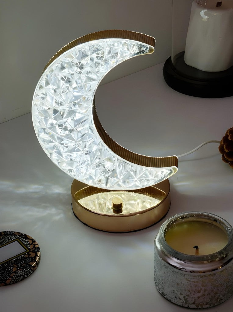 Luminária Abajur Mesa Botão Touch Lua Cristal B-Max BM-F1132