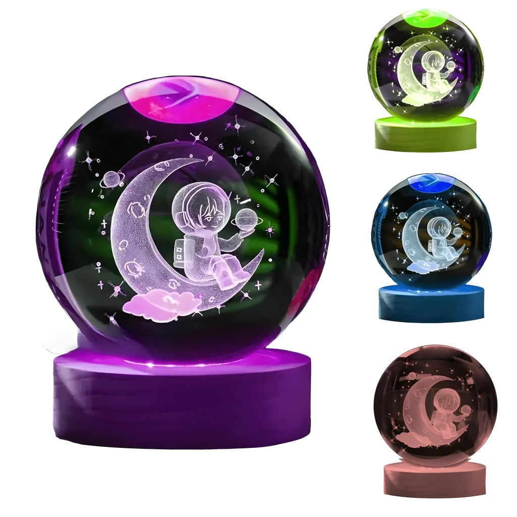 Luminária De Mesa Bola De Cristal 3D LED RGB B-Max BM-F976