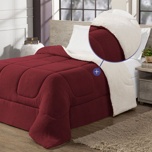 Coberdrom Cobertor King 1 Peça Maya Manta Soft e Sherpa de Carneiro 100% Polié
