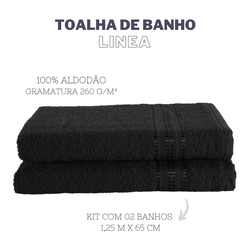 JOGO DE BANHO LINEA 2 PEÇAS - Cor:Preto