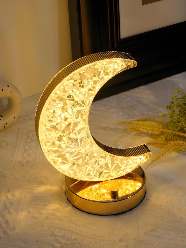 Luminária Abajur Mesa Botão Touch Lua Cristal B-Max BM-F1132