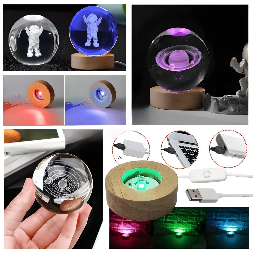 Luminária De Mesa Bola De Cristal 3D LED RGB B-Max BM-F976